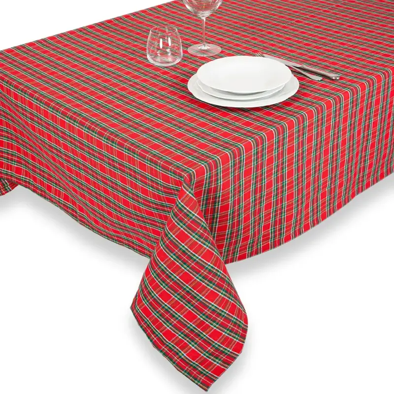 Tovaglia in fantasia tartan in cotone con lurex | ZIta del Forte