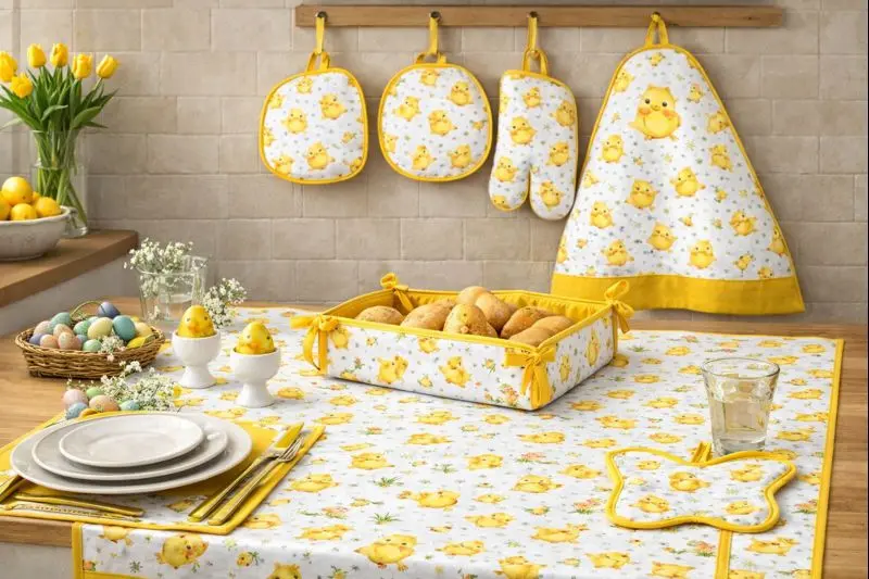 Tovaglia Pasqua Easter TITTI - Made in Italy - Varie Misure