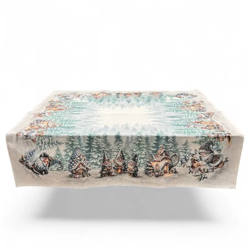 Tovaglia WINTER GNOMES, uni, Gobelin Jacquard, lurex argento, 100x100 cm