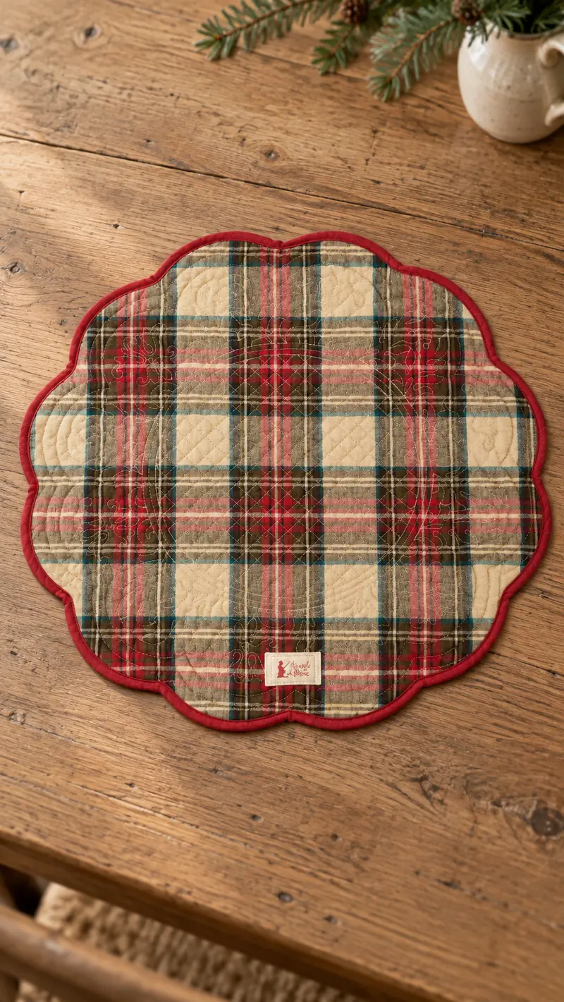 Tovaglietta Tonda Quilt Tartan, 40x40 cm