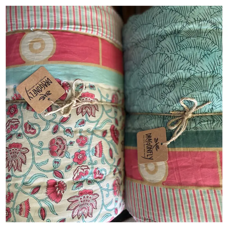 Trapunta puro cotone reversibile Pompeian Ginkgo&Flowers