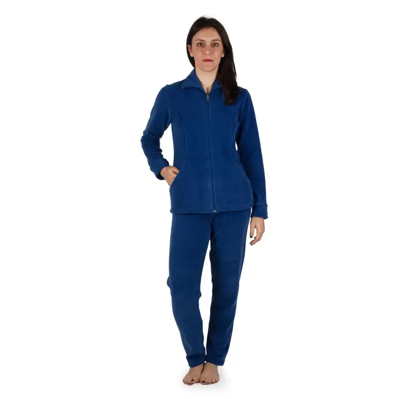 Tuta donna con zip a manica lunga in Pile tinta unita