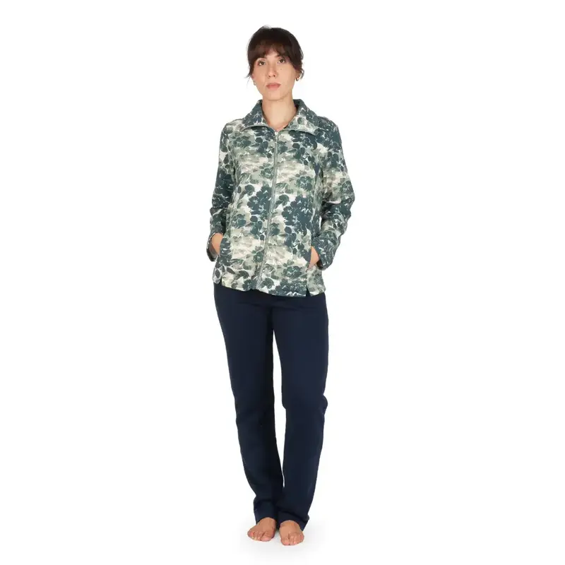 Tuta donna con zip in cotone felpato a manica lung