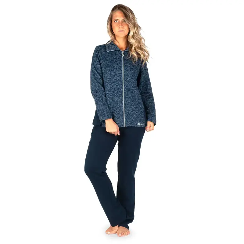 TUTA DONNA CON ZIP SENZA CAPPUCCIO IN FANTASIA ANIMALIER IN COTONE FELPATO | FRATELLI CAMPAGNOLO