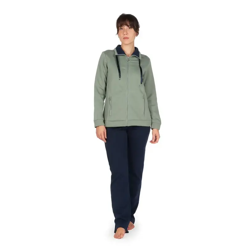 Tuta donna sportiva con zip a manica lunga in coto