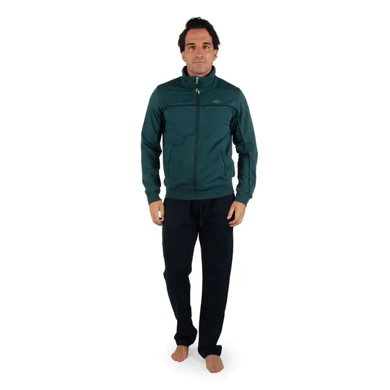 Tuta sportiva uomo con zip e pantalone lungo in cotone garzato primaverile Bicolore