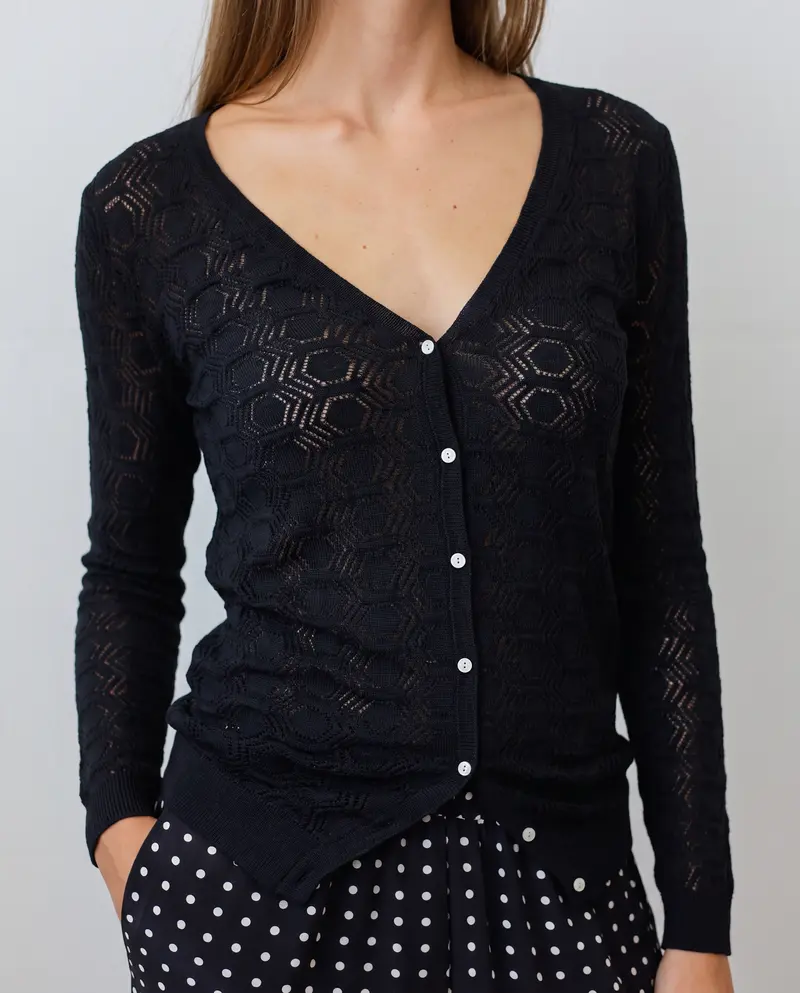 TUYOU 23.23 — Cardigan in Pizzo di Lana ExtraFine Merino — Zegna Baruffa, Maglificio Veneto, Made in Italy