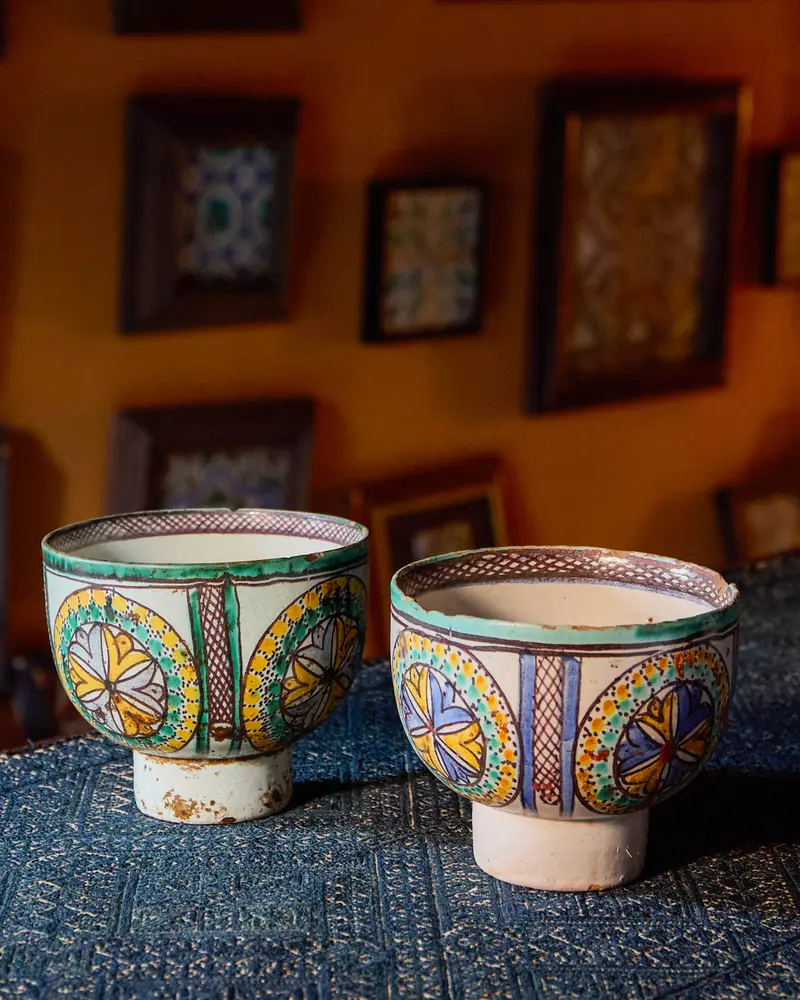 Two Painted Earthenware Bowls ‘Zlafa’ Morocco, Fez, 19th Century