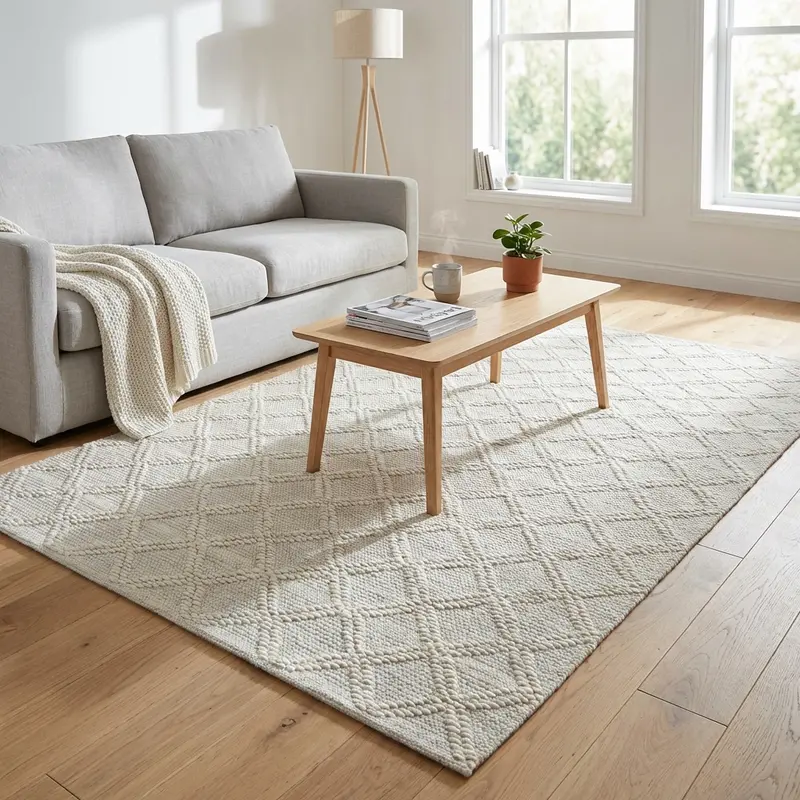 Ubaldo - tappeto in lana bianco beige 120x180