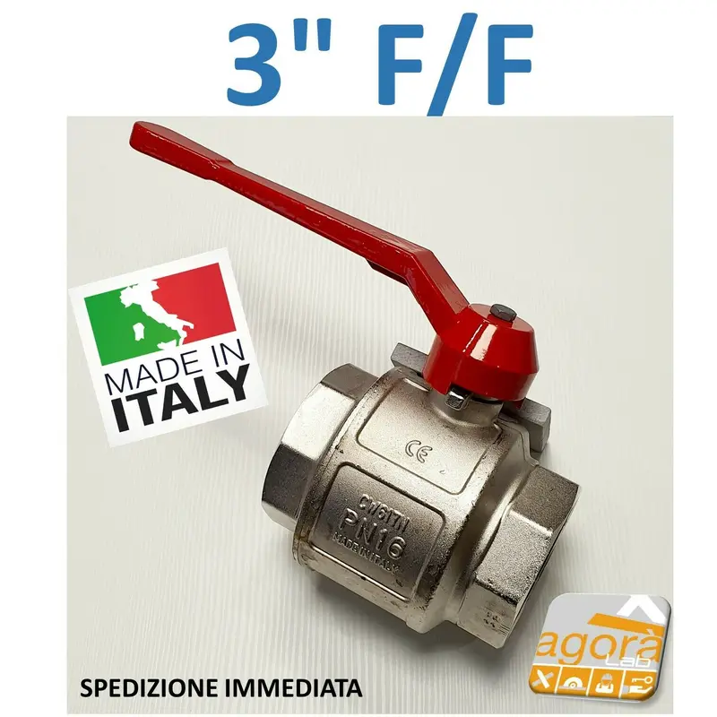 VALVOLA A SFERA 3" FF (FEMMINA - FEMMINA) COMPLETA DI LEVA NUOVA IDRAULICA ACQUA