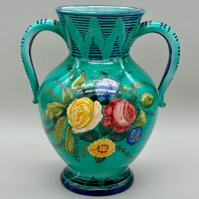 Vaso anfora decori floreali ceramica Santa Lucia Dino Rofi Siena 1960 ca
