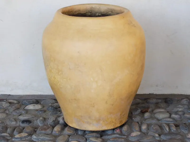 Vaso basso in tadelakt color ocra e sabbia - Artigianato Marocchino Marrakech
