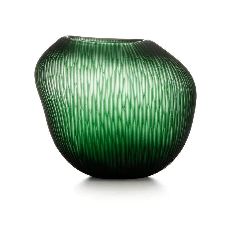 VASO CARVING VERDE SATINATO IN VETRO IVV