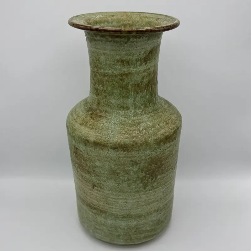 Vaso ceramica smaltata verde design italiano 1970 ca