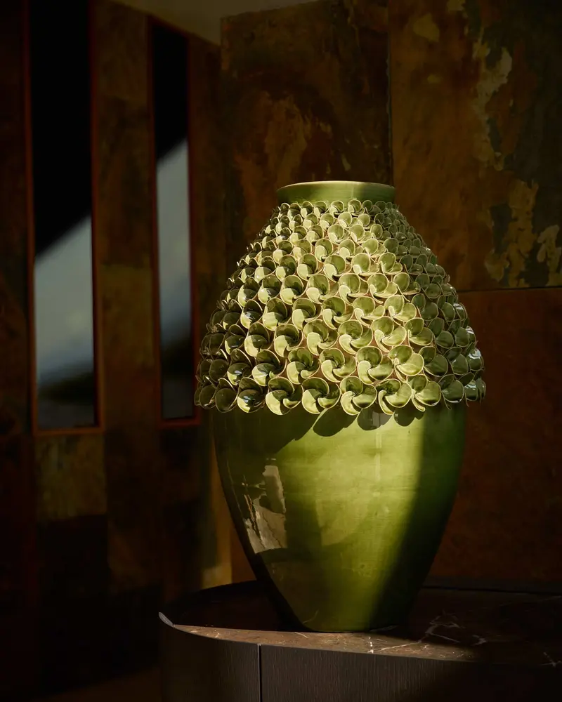 Vaso Ederia in ceramica verde chiaro 39 cm