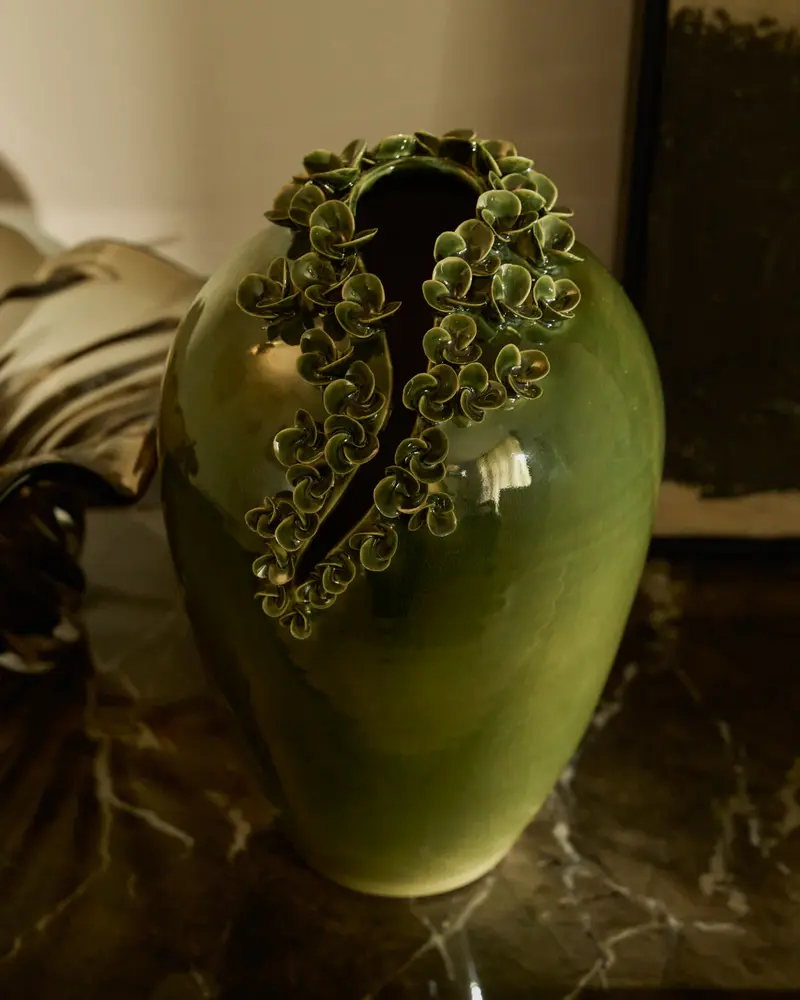 Vaso Ederia in ceramica verde oliva 33 cm