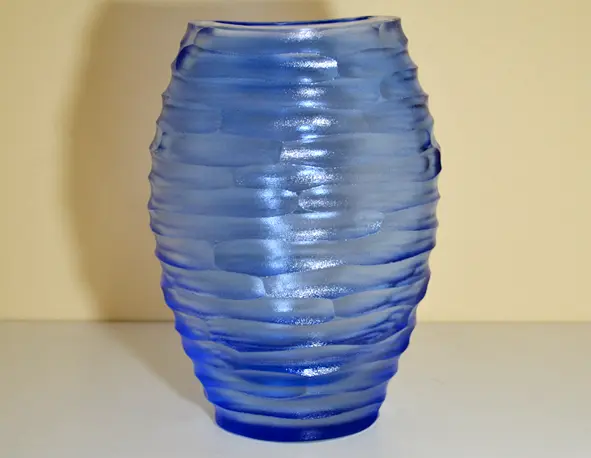 Vaso in vetro molato azzurro｜L’Egizia regali
