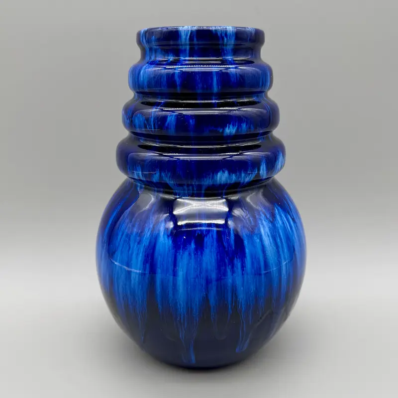 Vaso portafiori ceramica smaltata blu ref. 269-22 West Germany 1970 ca