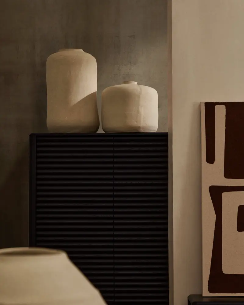 Vaso Serina in cartapesta bianca 34 cm, altezza 55 cm