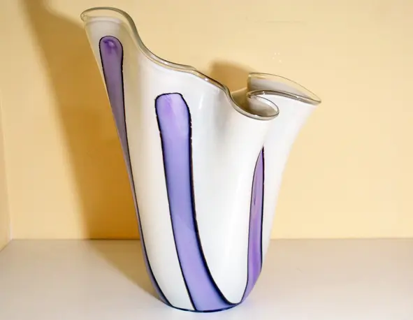 Vaso vetro bicolor viola e bianco｜L’Egizia regali
