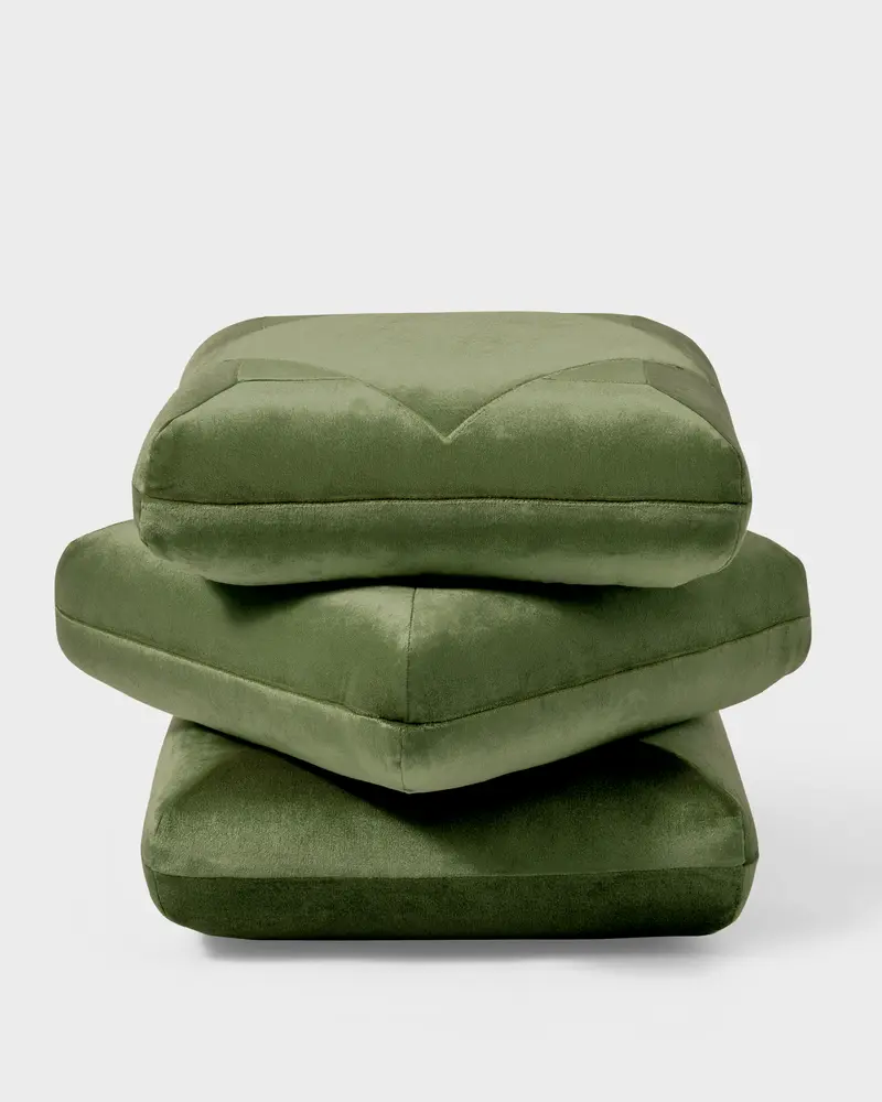 Velvet Pouf, Forest Green