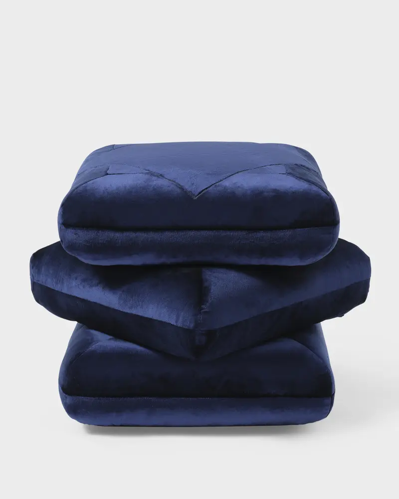 Velvet Pouf, Navy