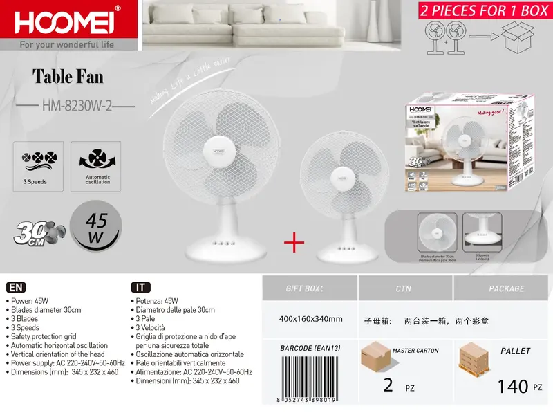 Ventilatore box 30cm 40W HM-8216