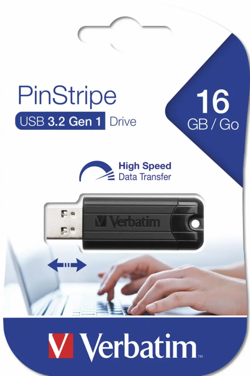 VERBATIM PEN DRIVE USB2.0 16G BLACK PINSTRIPE