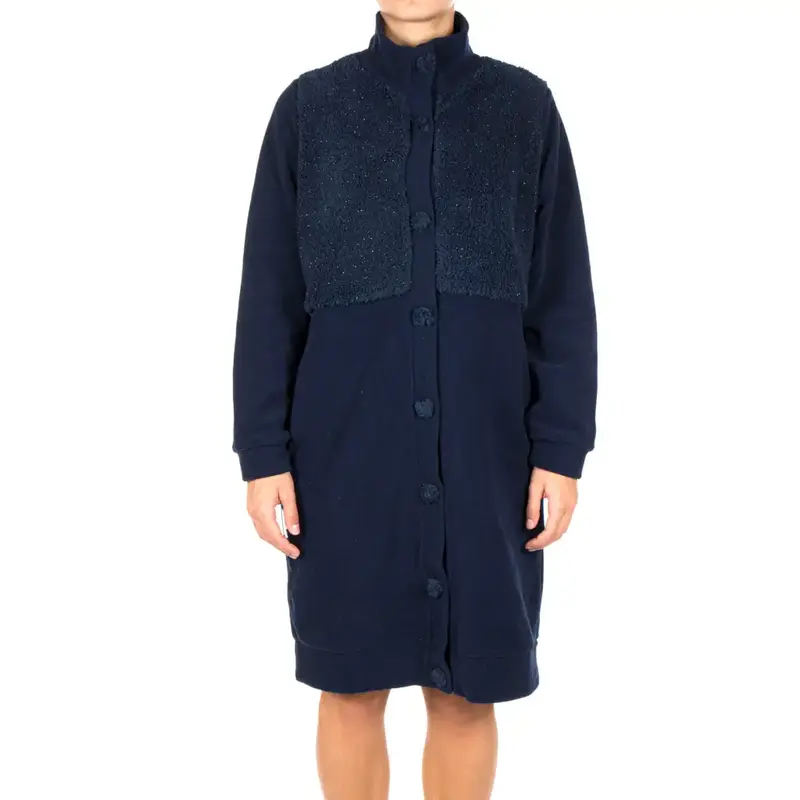 Vestaglia donna abbottonata in pile lurex con tashe | MaryHome