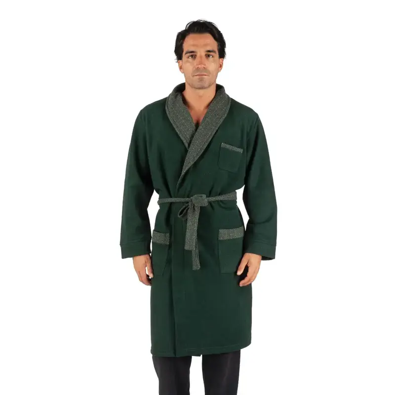 Vestaglia uomo sciallata con revers in fantasia in caldo cotone Punto Milano | Mariotti Lab