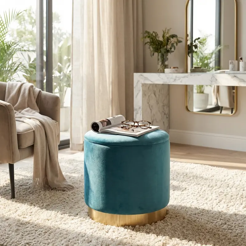Villas - pouf contenitore rotondo in velluto