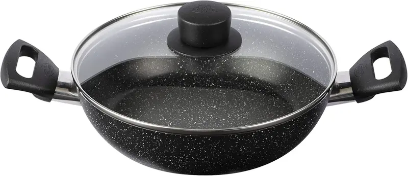 VIPITENO TEGAME ANTIADERENTE 2 MANICI CM.28 CON COPERCHIO BALLARINI