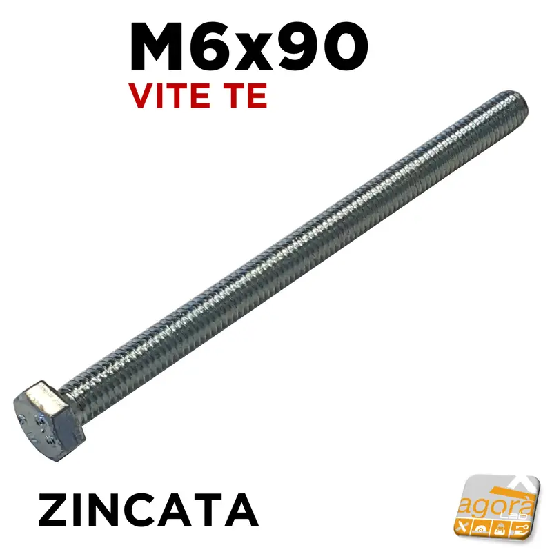 VITE TE M6x90 ZINCATO VITI TESTA ESAGONALE FILETTO METRICO BULLONE 5pz