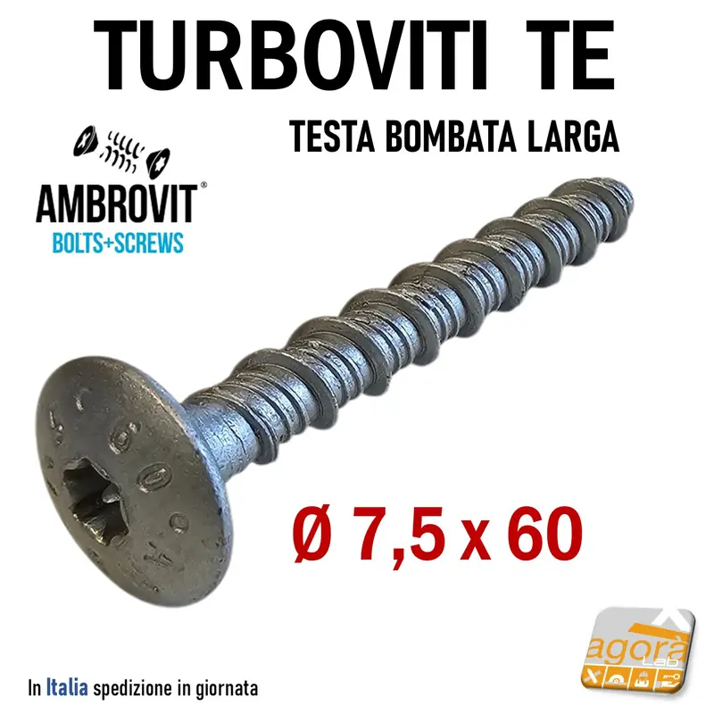 VITE TURBOVITI X CLS CALCESTRUZZO TCB D 7,5x60mm VITI TESTA LARGA TORX Foro 6 TRILOW
