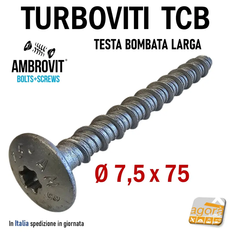 VITE TURBOVITI X CLS CALCESTRUZZO TCB D 7,5x75mm VITI TESTA LARGA TORX Foro 6 TRILOW