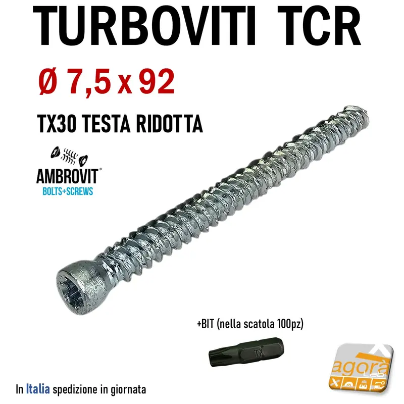 VITE TURBOVITI X CLS CALCESTRUZZO TCR D 7,5x92mm TORX TESTA CILINDRICA RIDOTTA