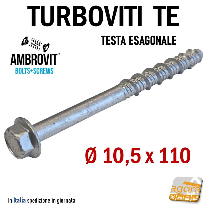 VITE TURBOVITI X CLS CALCESTRUZZO TE D 10,5x110mm VITI TESTA ESAGONALE Foro 8 TRILOW