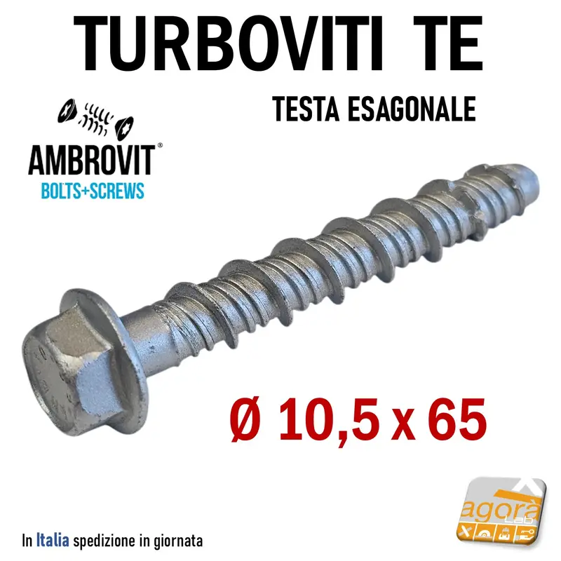VITE TURBOVITI X CLS CALCESTRUZZO TE D 10,5x65mm VITI TESTA ESAGONALE Foro 8 TRILOW
