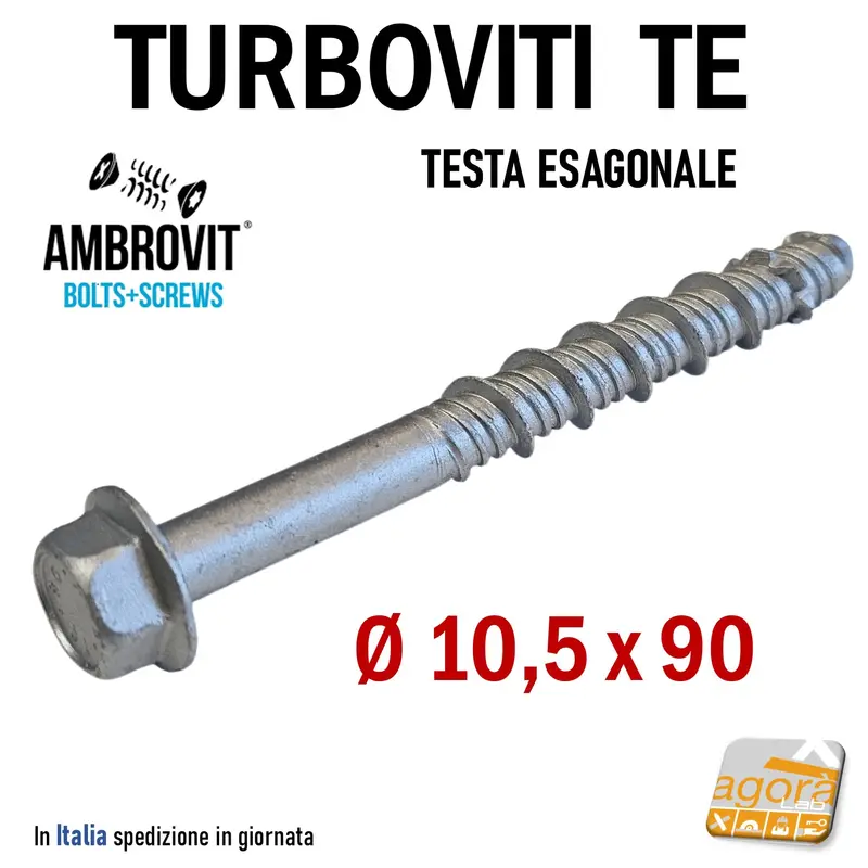VITE TURBOVITI X CLS CALCESTRUZZO TE D 10,5x90mm VITI TESTA ESAGONALE Foro 8 TRILOW