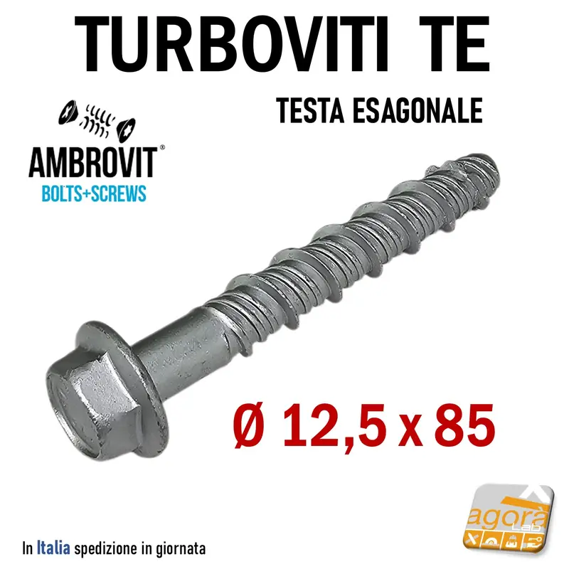 VITE TURBOVITI X CLS CALCESTRUZZO TE D 12,5x85mm VITI TESTA ESAGONALE Foro 10 TRILOW