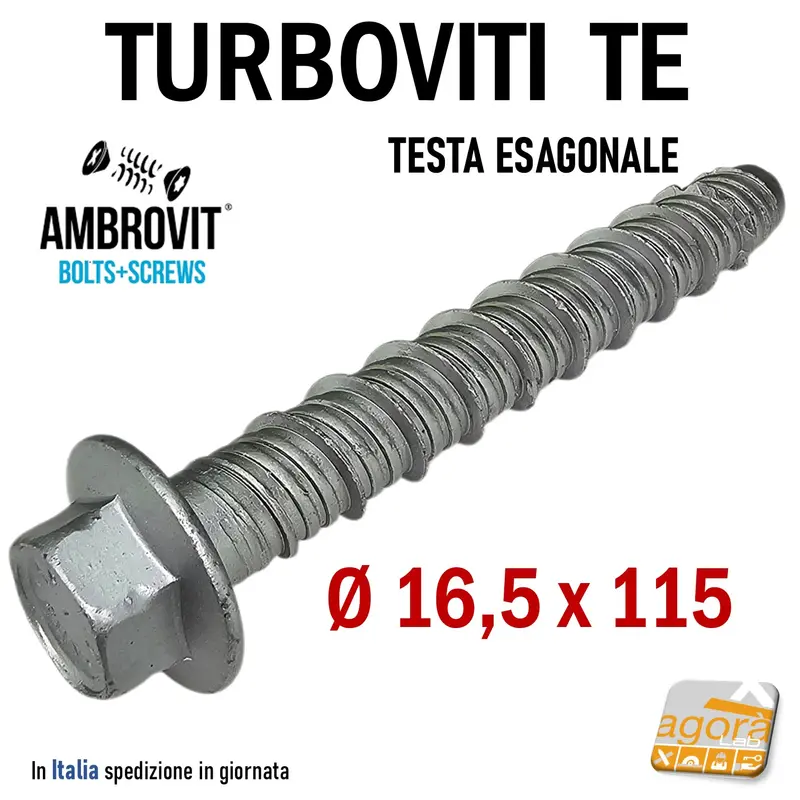 VITE TURBOVITI X CLS CALCESTRUZZO TE D 16,5x115mm VITI TESTA ESAGONALE Foro 14 TRILOW