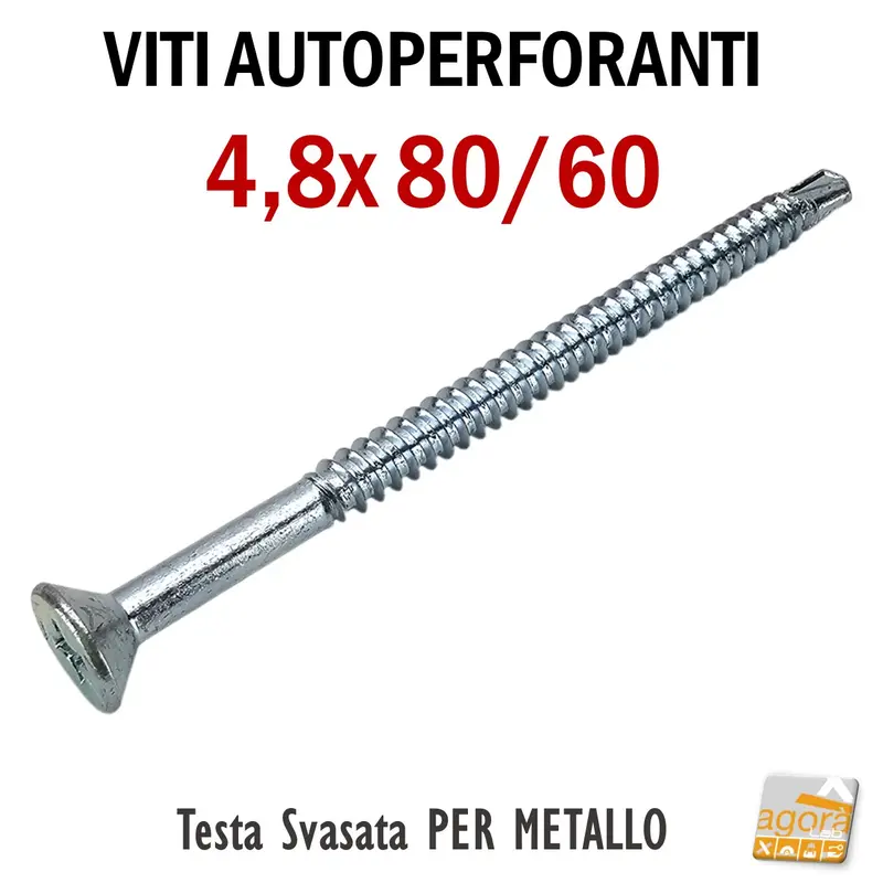 VITE VITI AUTOPERFORANTI TPS X METALLO 4,8x80 PH2 ZINCATA PZ 200 ZN