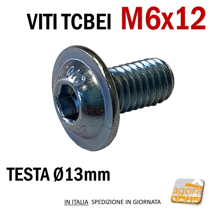 VITE VITI TCBEI FL M 6x12 ZINCATO BIANCO TESTA CILINDRICA BOMBATA BRUGOLA MA6