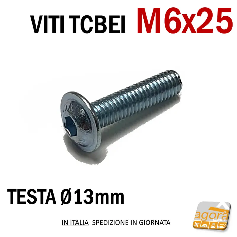 VITE VITI TCBEI FL M 6x25 ZINCATO BIANCO TESTA CILINDRICA BOMBATA BRUGOLA MA6