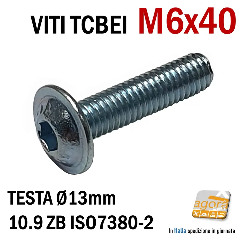 VITE VITI TCBEI FL M 6x40 ZINCATO BIANCO TESTA CILINDRICA BOMBATA BRUGOLA MA6