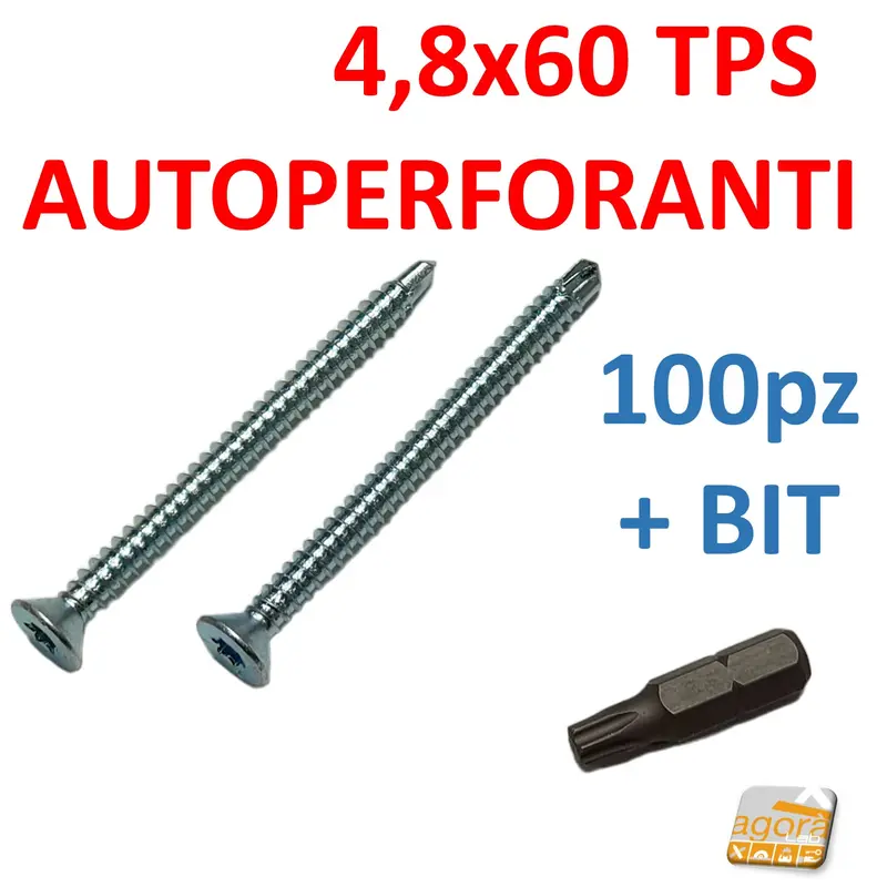 VITI AUTOPERFORANTI TPS X METALLO 4,8x60 TORX VITE ZINCATA PZ 100 ZN