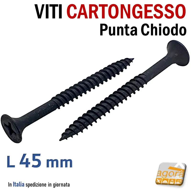 VITI FOSFATATE NERE MM 45 AUTOFILETTANTI PER CARTONGESSO VITE TPS L4,5CM CTG pz1000