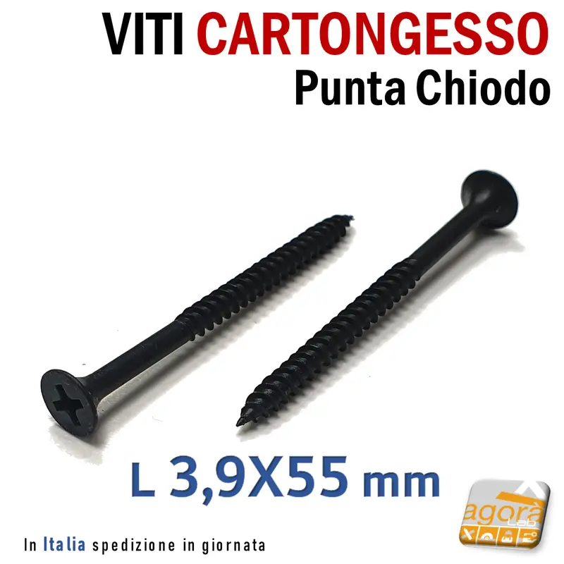 VITI FOSFATATE NERE MM 55 AUTOFILETTANTI PER CARTONGESSO PT X CTG pz1000