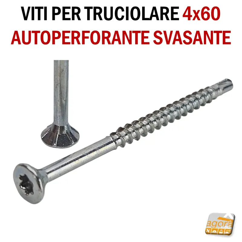 VITI LEGNO AUTOPERFORANTE TESTA SVASATA TRUCIOLARE TORX 4X60 VITE TPS ZNB AUTOSVASANTE