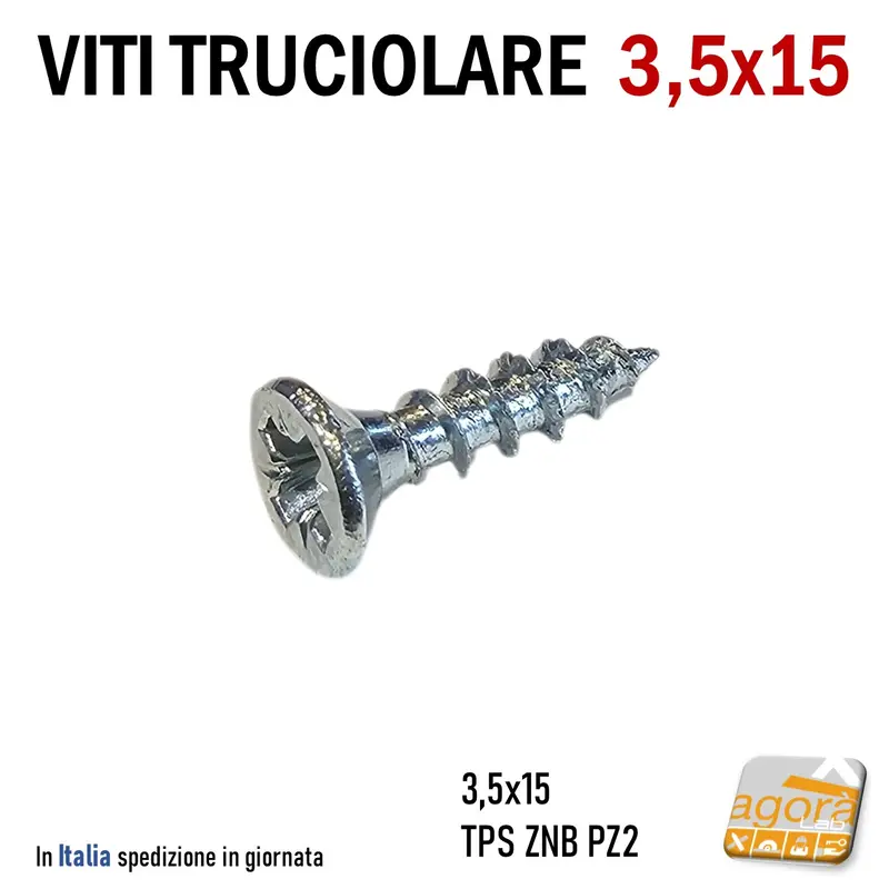 VITI LEGNO TESTA SVASATA TRUCIOLARE MDF PZD 3,5X15 VITE TPS ZNB 1000pz